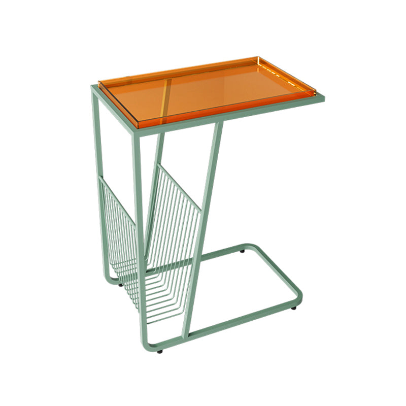 Contemporary Accent Side Table with Storage Living Room Rectangular Abstract