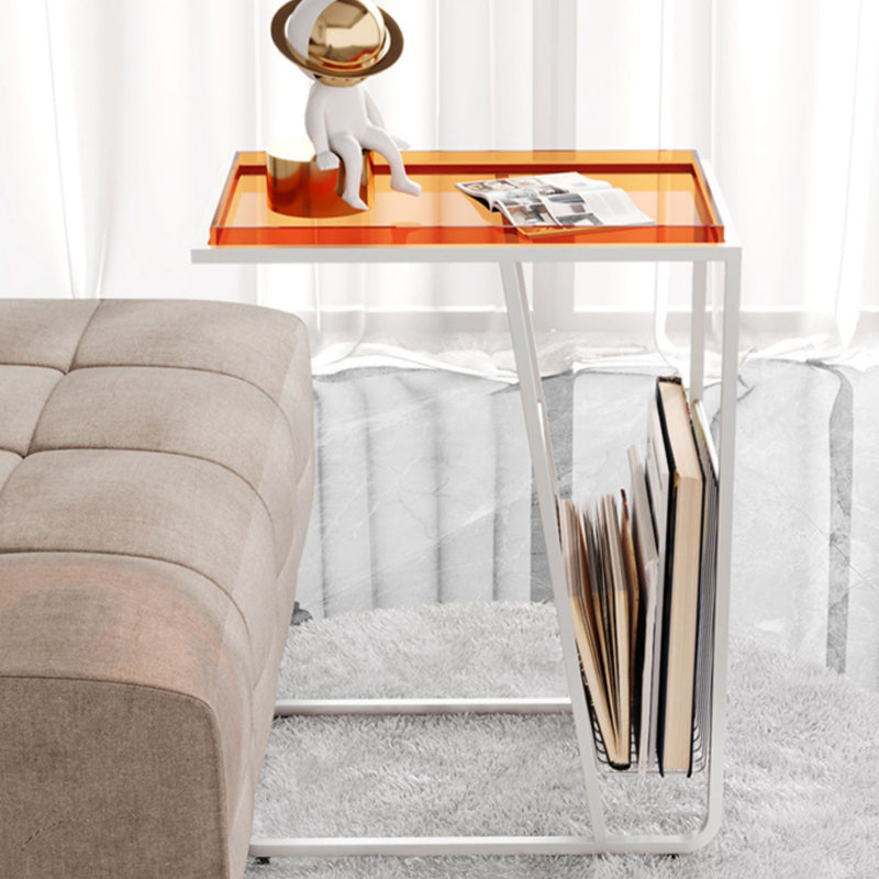 Contemporary Accent Side Table with Storage Living Room Rectangular Abstract