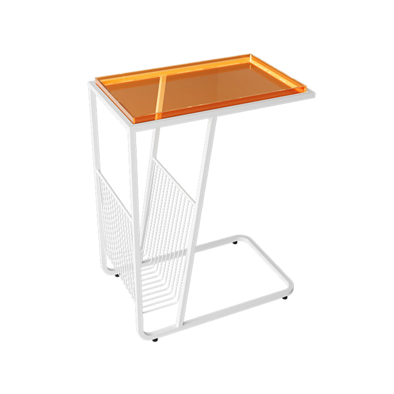 Contemporary Accent Side Table with Storage Living Room Rectangular Abstract