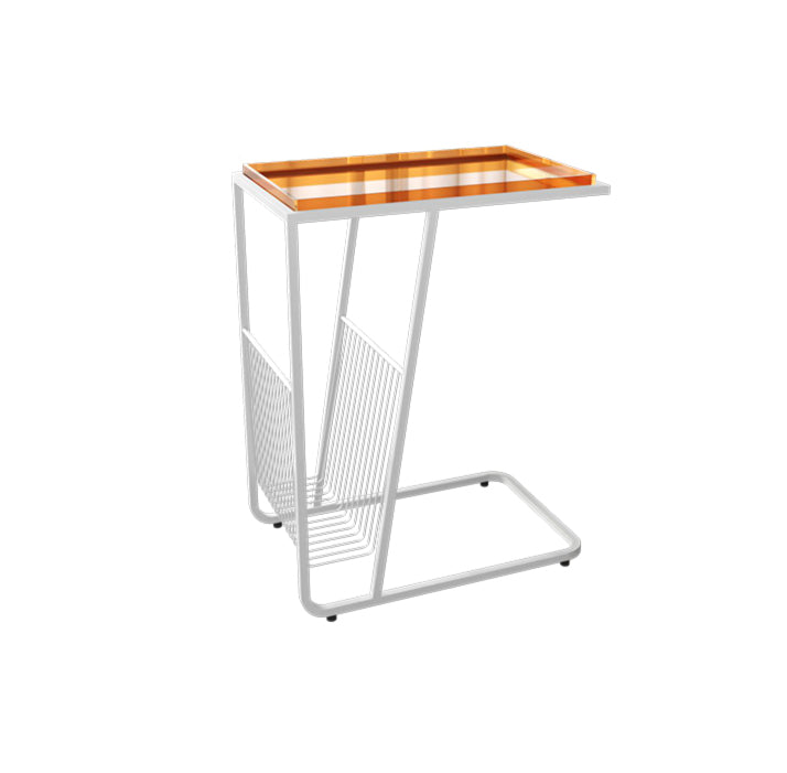 Contemporary Accent Side Table with Storage Living Room Rectangular Abstract