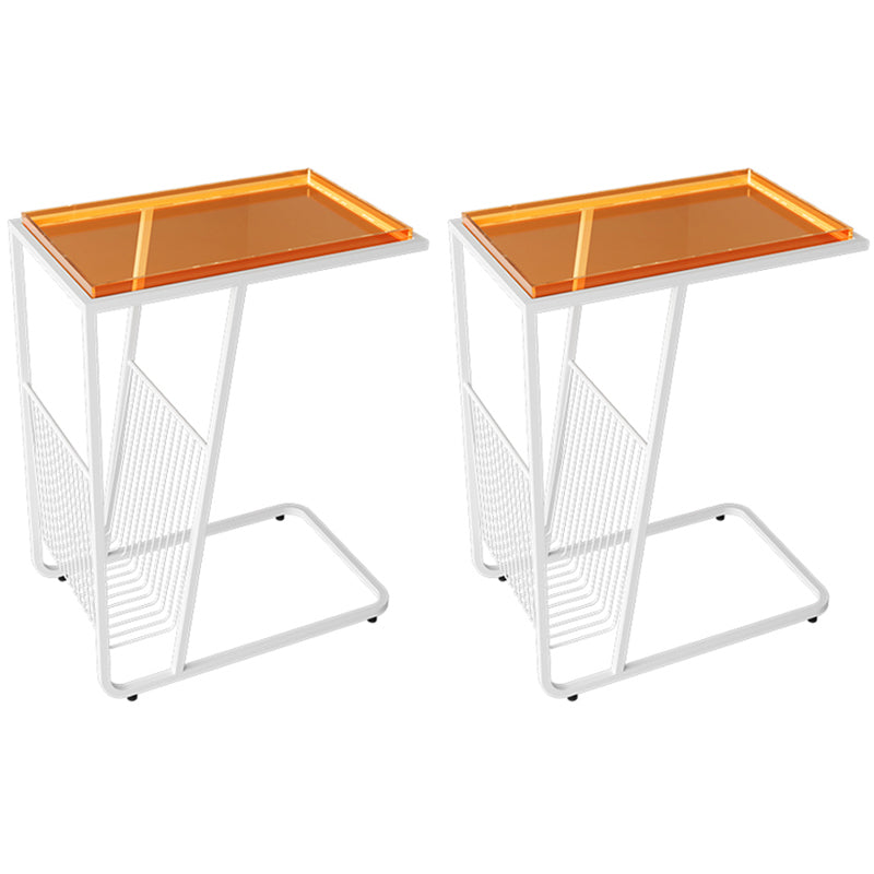 Contemporary Accent Side Table with Storage Living Room Rectangular Abstract