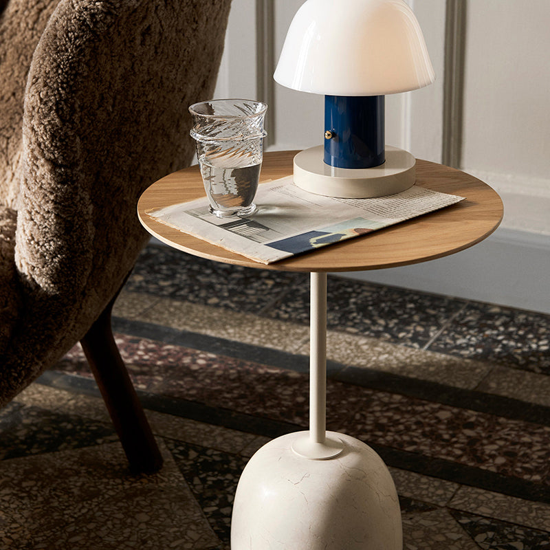 Modernistic Side Table Living Room Round Pedestal Marble End Slide Table