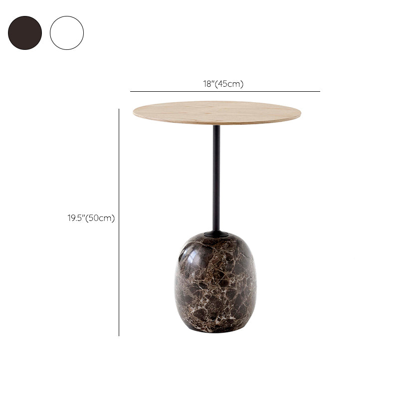 Modernistic Side Table Living Room Round Pedestal Marble End Slide Table