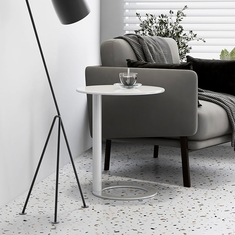 Round C-shape Side Table Modern Metal Sofa Side Accent Table