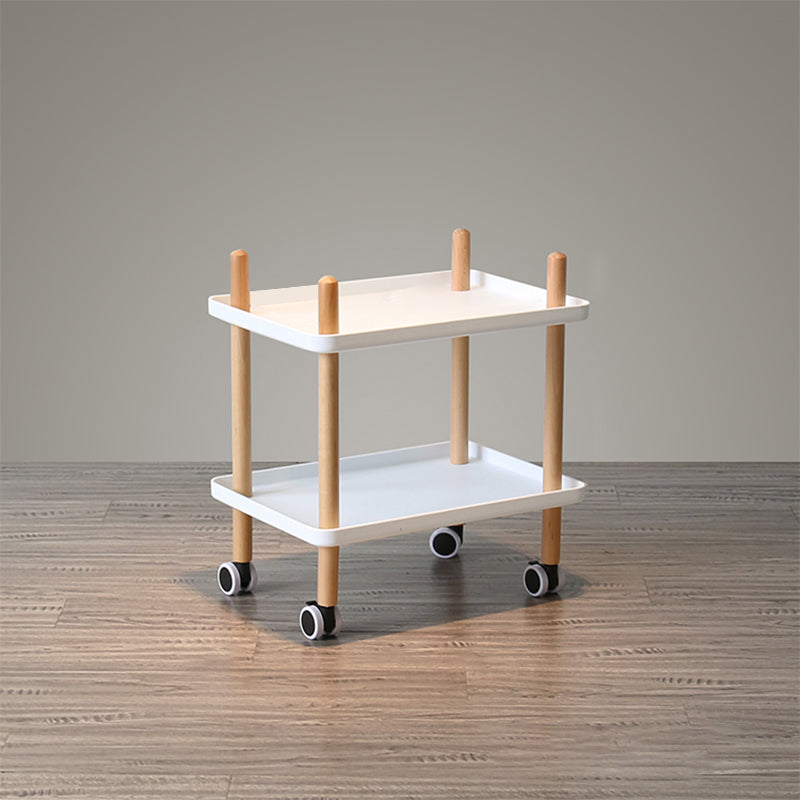 Modern 4 Legs End Table 2-Tier Wooden Accent Side Table for Living Room