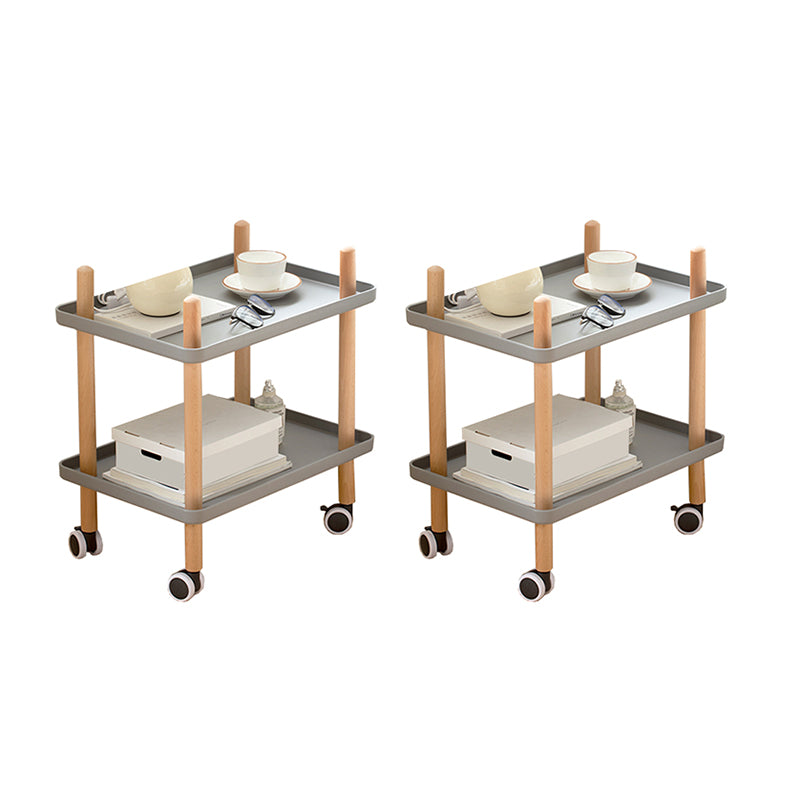 Modern 4 Legs End Table 2-Tier Wooden Accent Side Table for Living Room