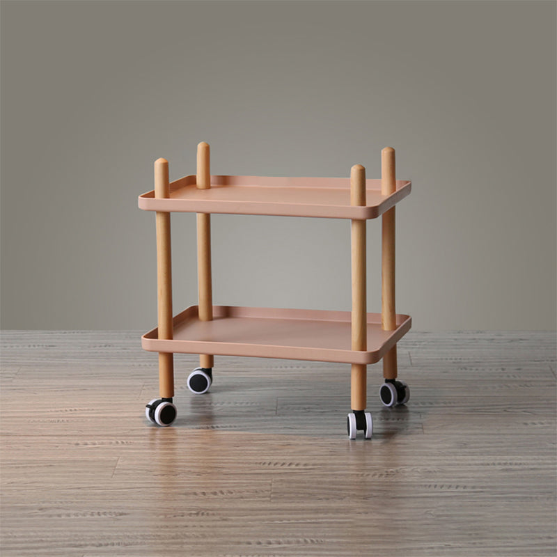 Modern 4 Legs End Table 2-Tier Wooden Accent Side Table for Living Room