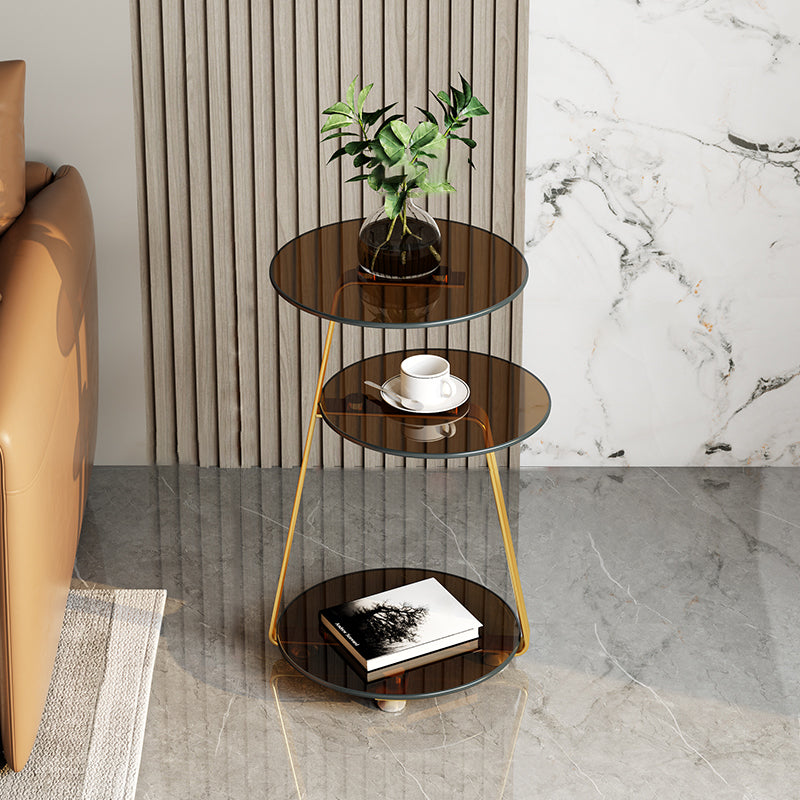 22.83 inch Tall Frame Side Table Modern Round Glass Side End Table