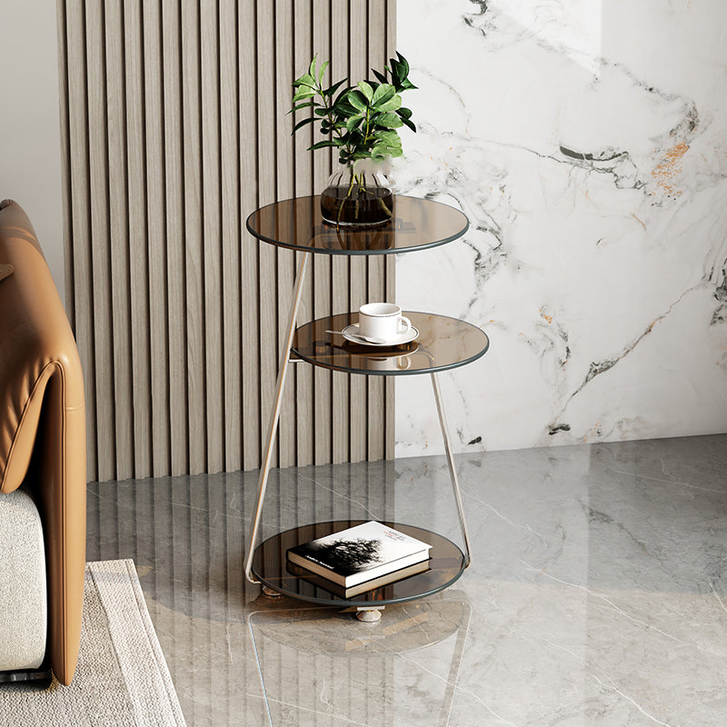 22.83 inch Tall Frame Side Table Modern Round Glass Side End Table