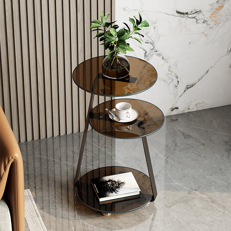 22.83 inch Tall Frame Side Table Modern Round Glass Side End Table