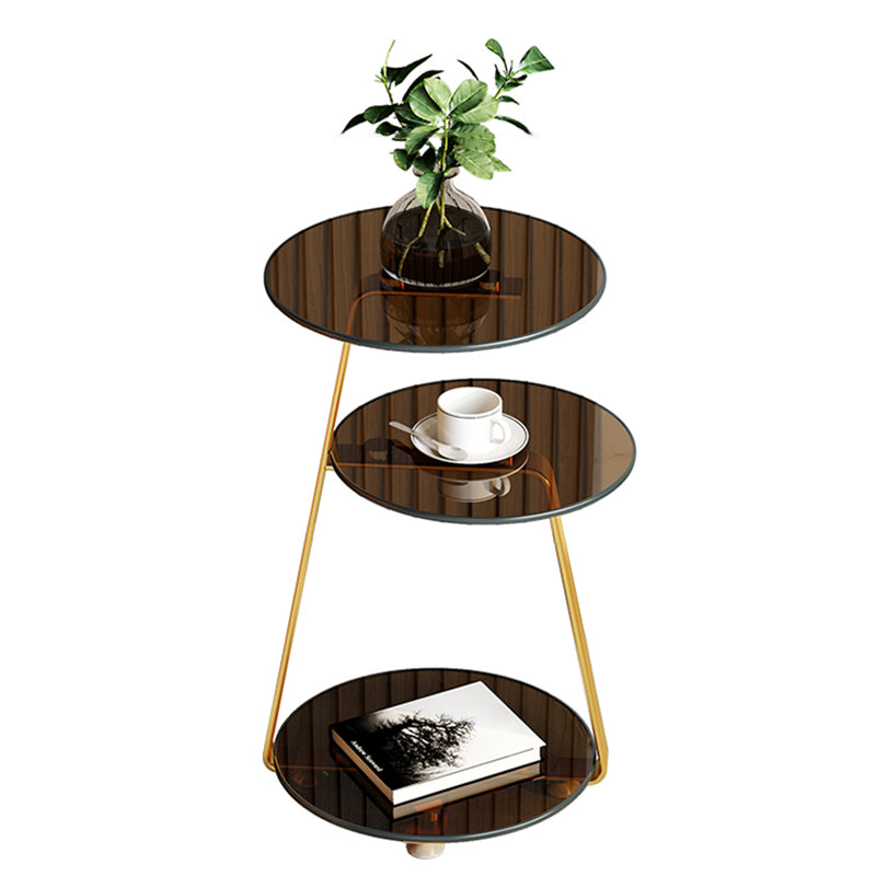 22.83 inch Tall Frame Side Table Modern Round Glass Side End Table