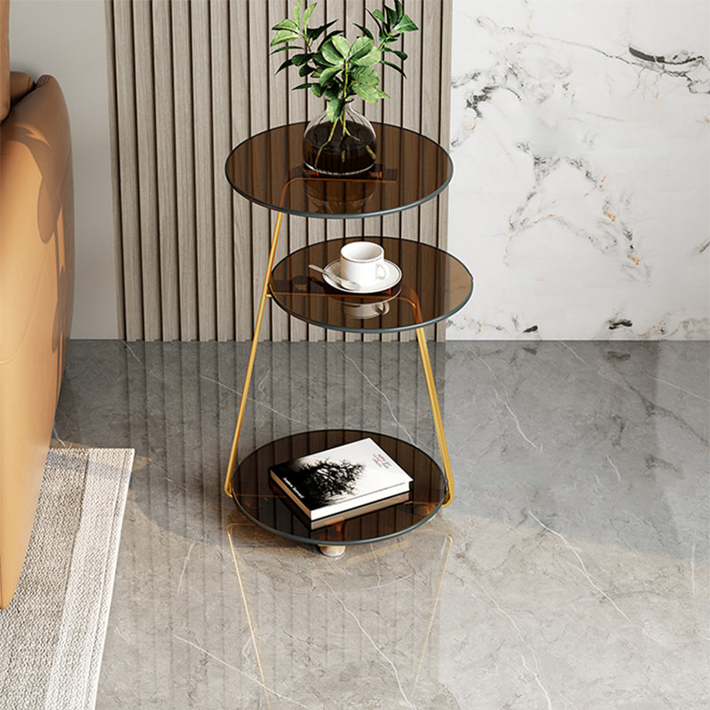 22.83 inch Tall Frame Side Table Modern Round Glass Side End Table