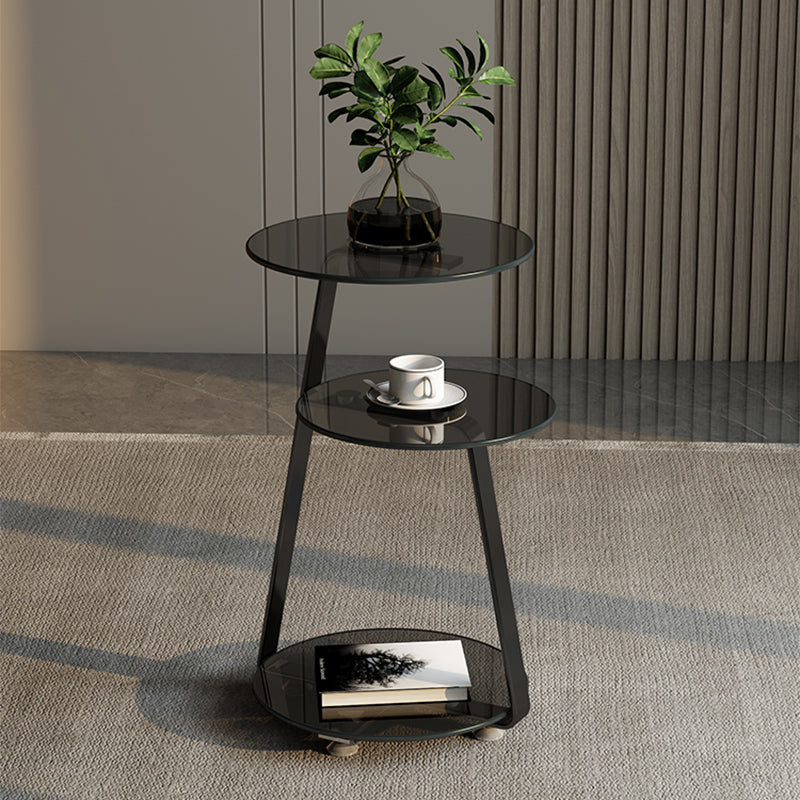 22.83 inch Tall Frame Side Table Modern Round Glass Side End Table