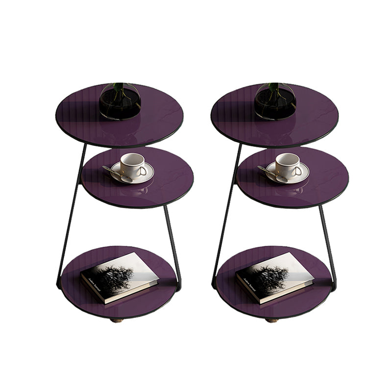 22.83 inch Tall Frame Side Table Modern Round Glass Side End Table