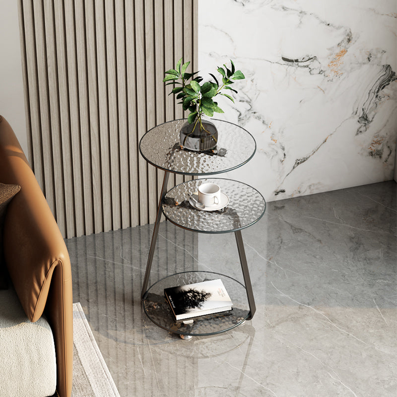 22.83 inch Tall Frame Side Table Modern Round Glass Side End Table