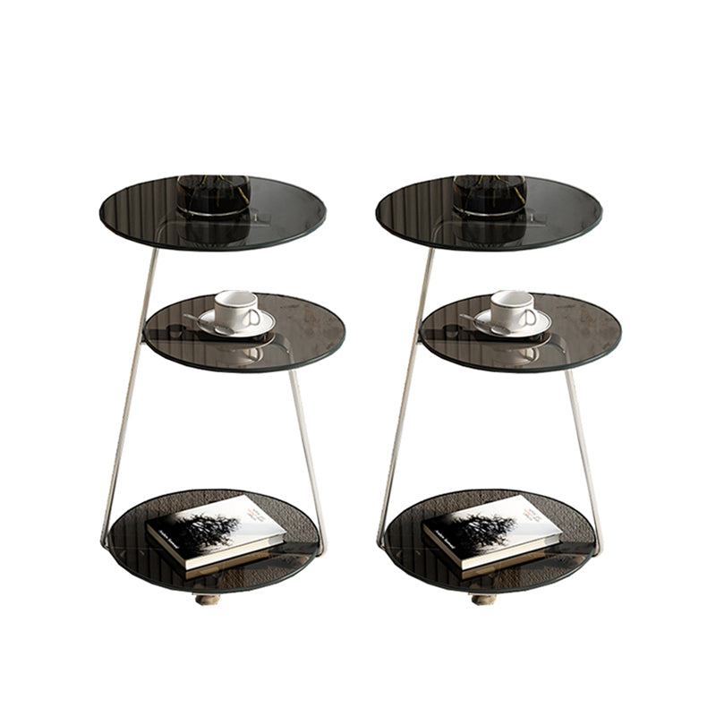 22.83 inch Tall Frame Side Table Modern Round Glass Side End Table