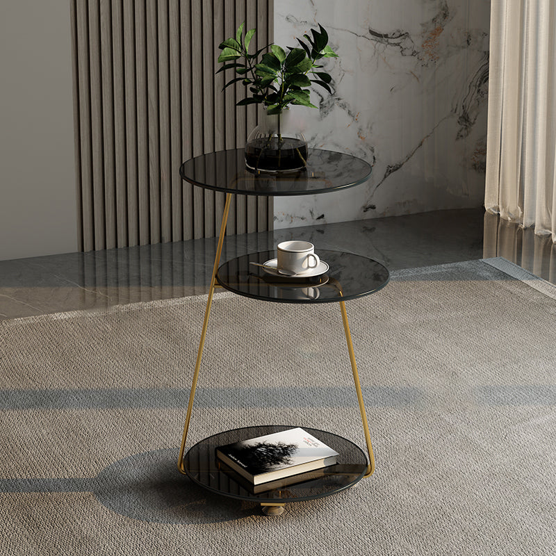 22.83 inch Tall Frame Side Table Modern Round Glass Side End Table