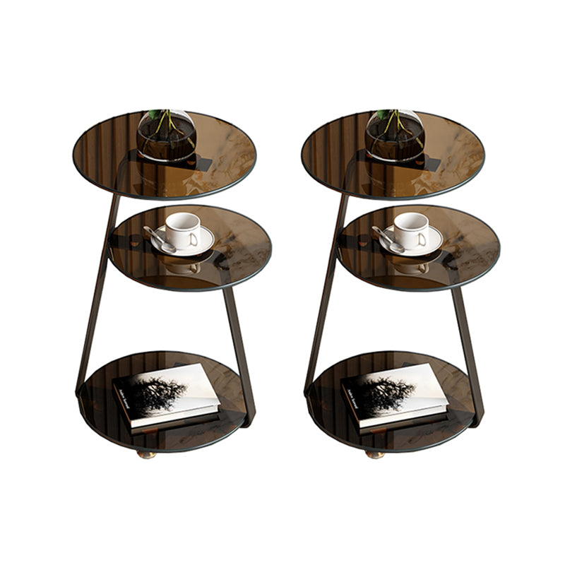 22.83 inch Tall Frame Side Table Modern Round Glass Side End Table