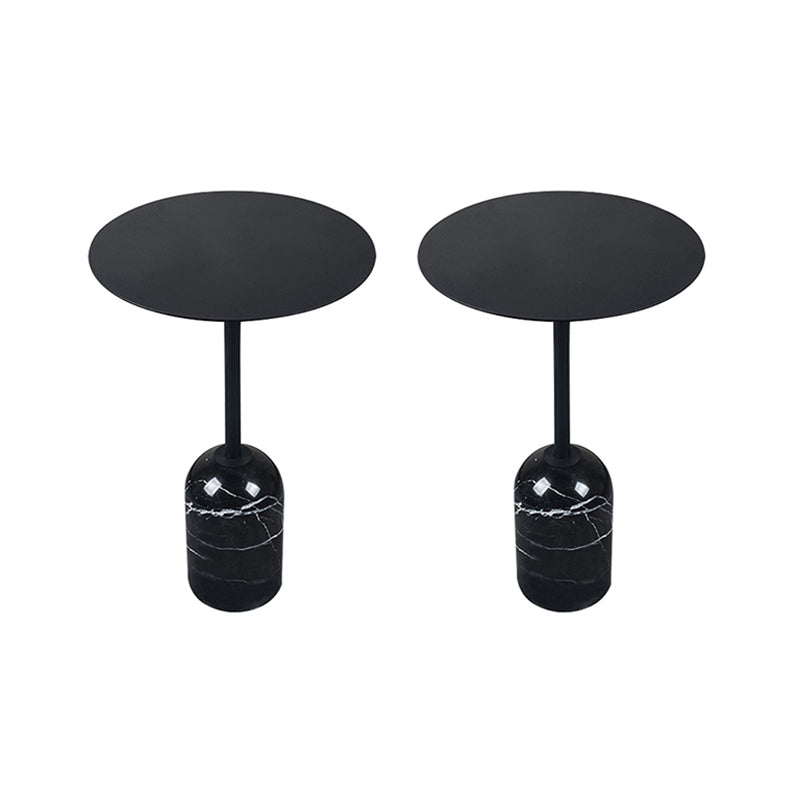 Contemporary Metal End Table Round Pedestal Accent Side Table