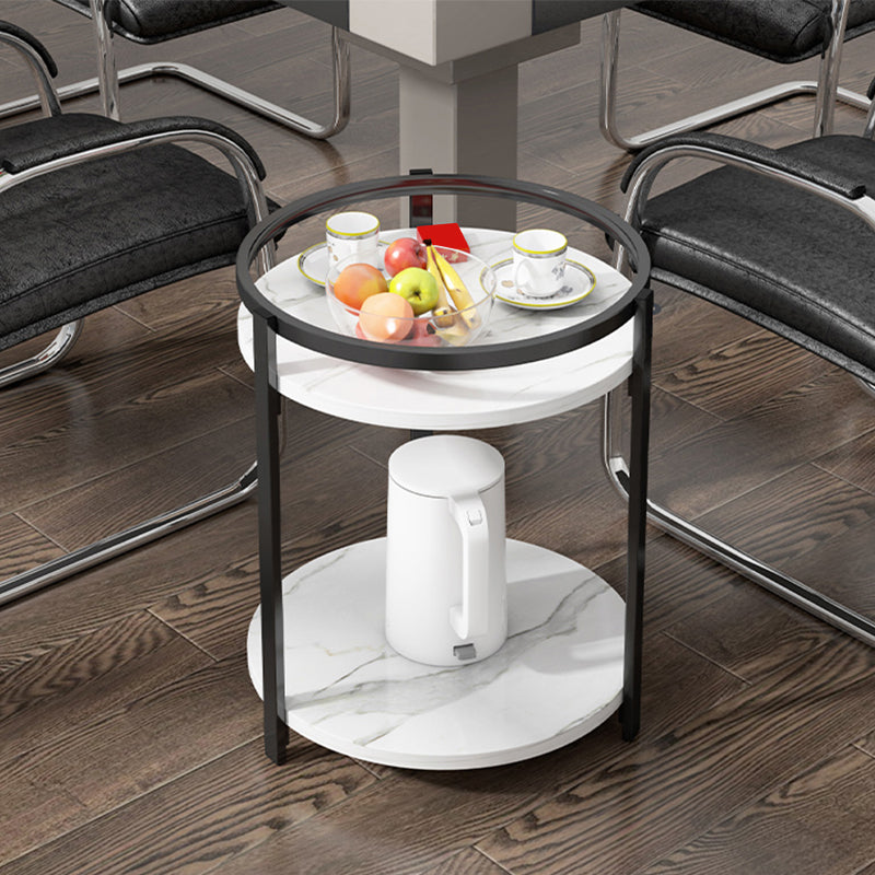 Glam Metal Storage End Table Double Tier Side Table for Living Room