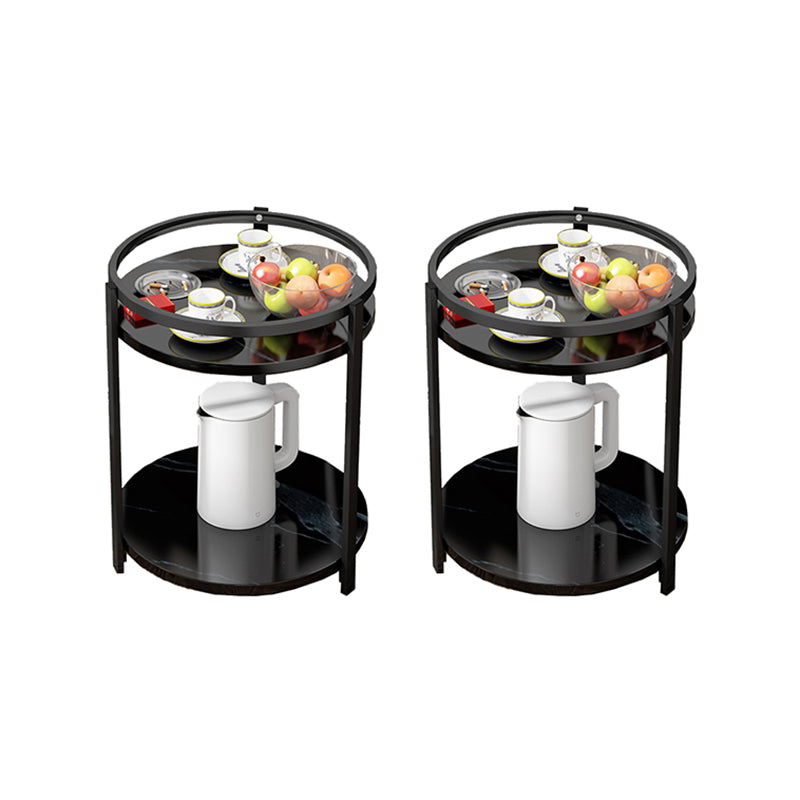 Glam Metal Storage End Table Double Tier Side Table for Living Room