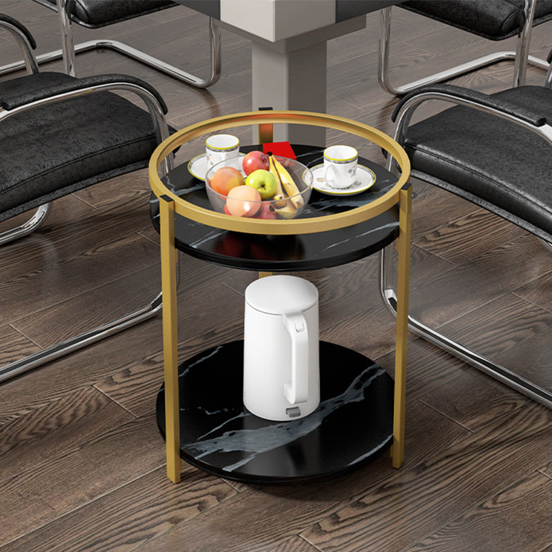 Glam Metal Storage End Table Double Tier Side Table for Living Room