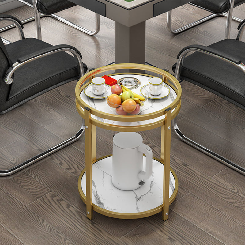 Glam Metal Storage End Table Double Tier Side Table for Living Room