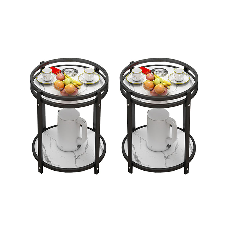 Glam Metal Storage End Table Double Tier Side Table for Living Room