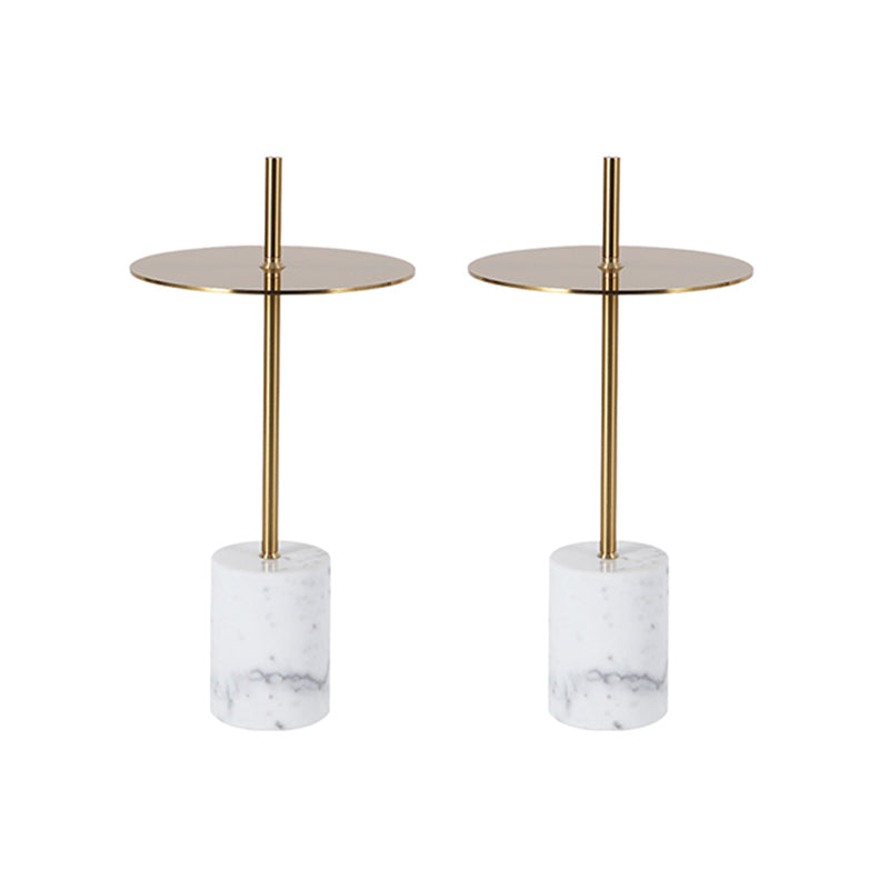Modern Round Pedestal Side Table Metal and Marble Side End Table