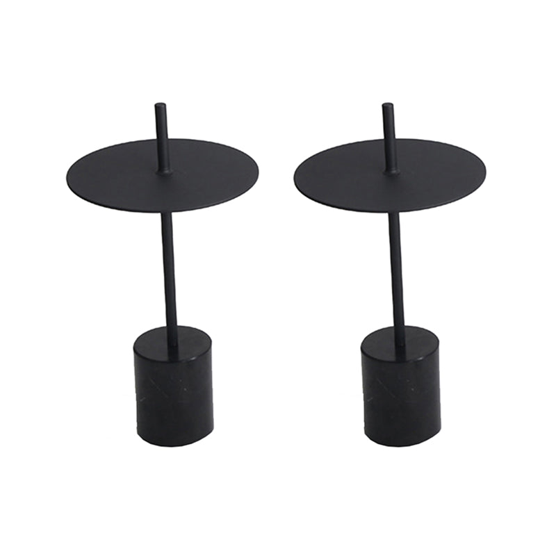 Modern Round Pedestal Side Table Metal and Marble Side End Table