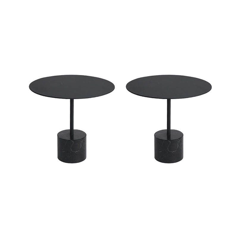 Modern Round Pedestal Side Table Metal and Marble Side End Table