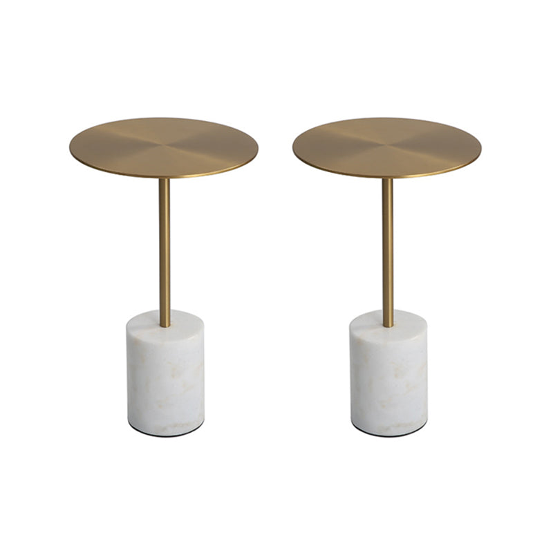 Modern Round Pedestal Side Table Metal and Marble Side End Table