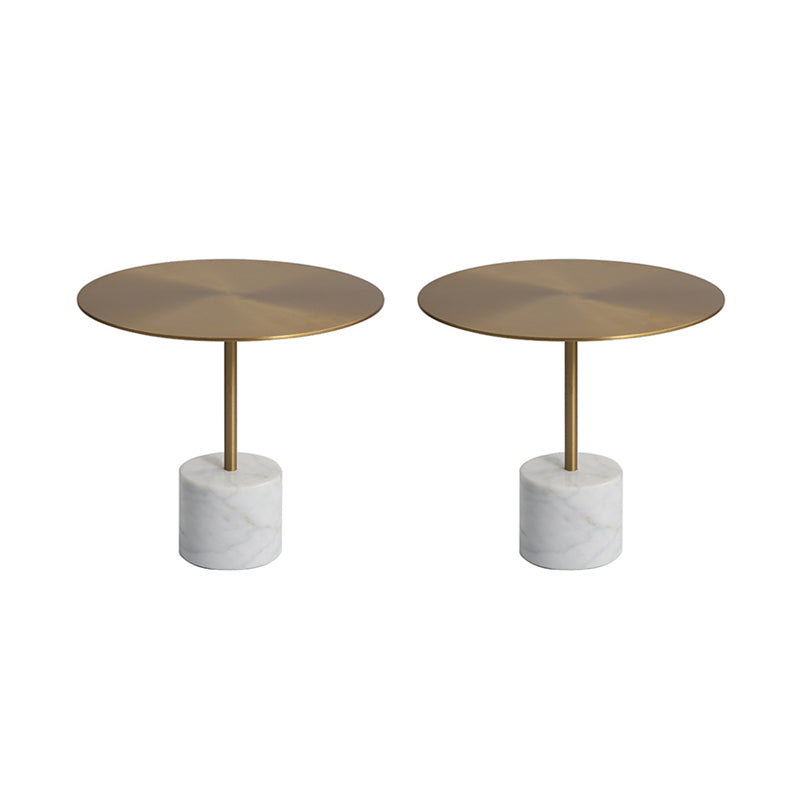 Modern Round Pedestal Side Table Metal and Marble Side End Table
