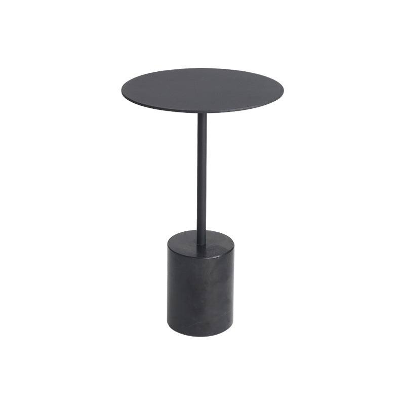Modern Round Pedestal Side Table Metal and Marble Side End Table