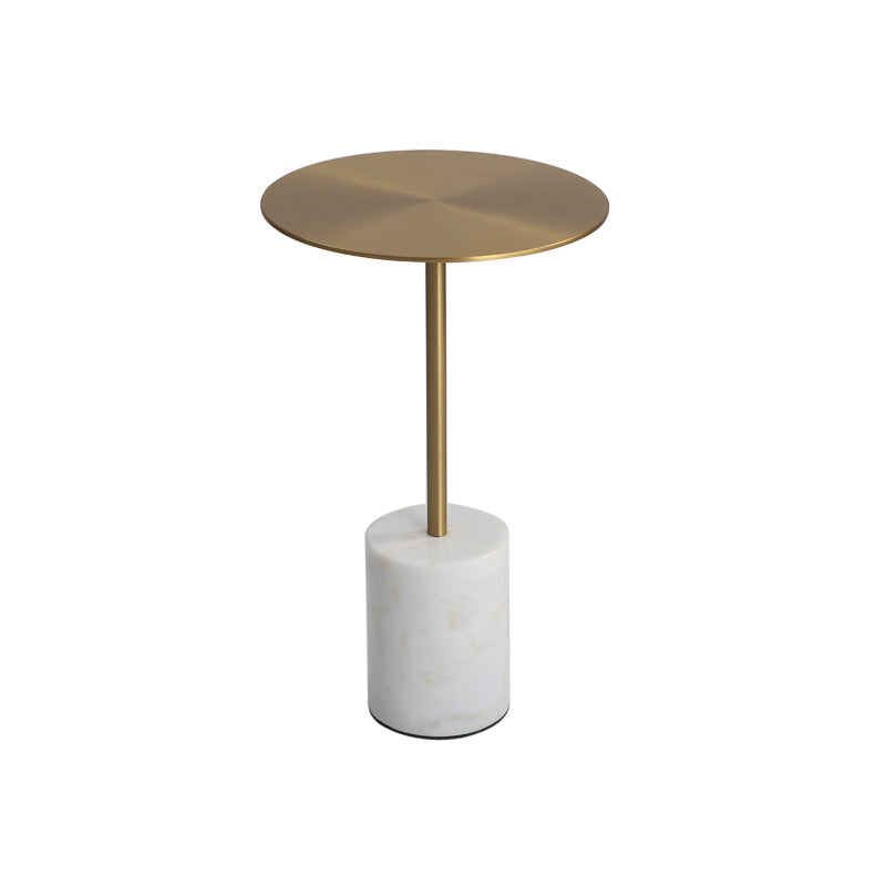 Modern Round Pedestal Side Table Metal and Marble Side End Table