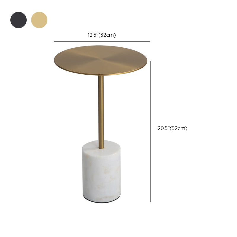 Modern Round Pedestal Side Table Metal and Marble Side End Table