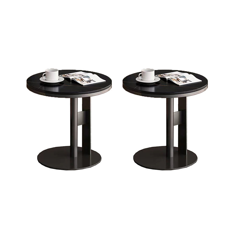 Glam C-shape Side Table Round Stone Top Sofa Side Accent Table