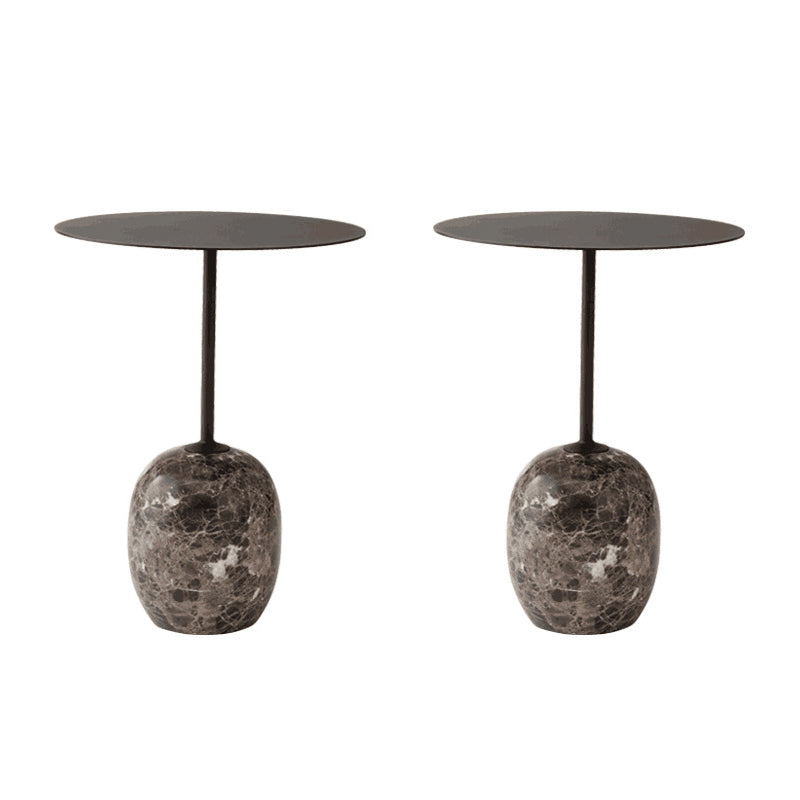 Modern Round Metal Side Table 15.74" Wide Pedestal End Table