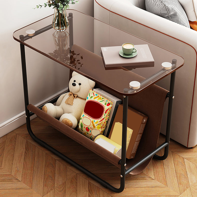 Modernistic Multilayer Tier Corner Table Glass/Marble Side End Table with Storage