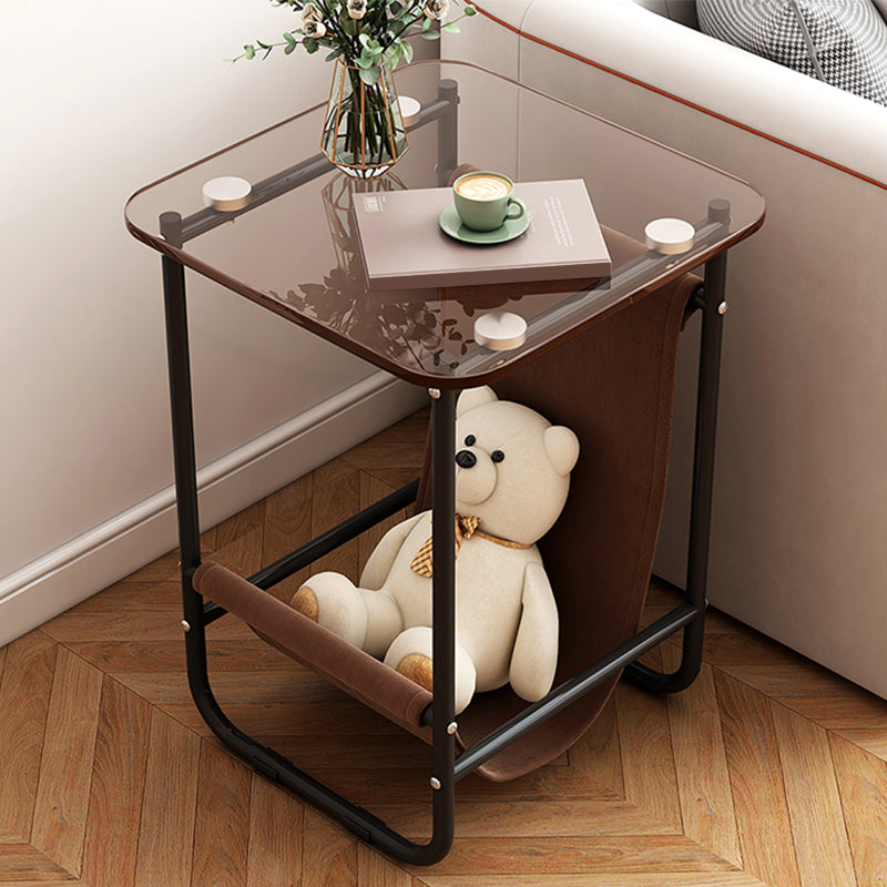 Modernistic Multilayer Tier Corner Table Glass/Marble Side End Table with Storage