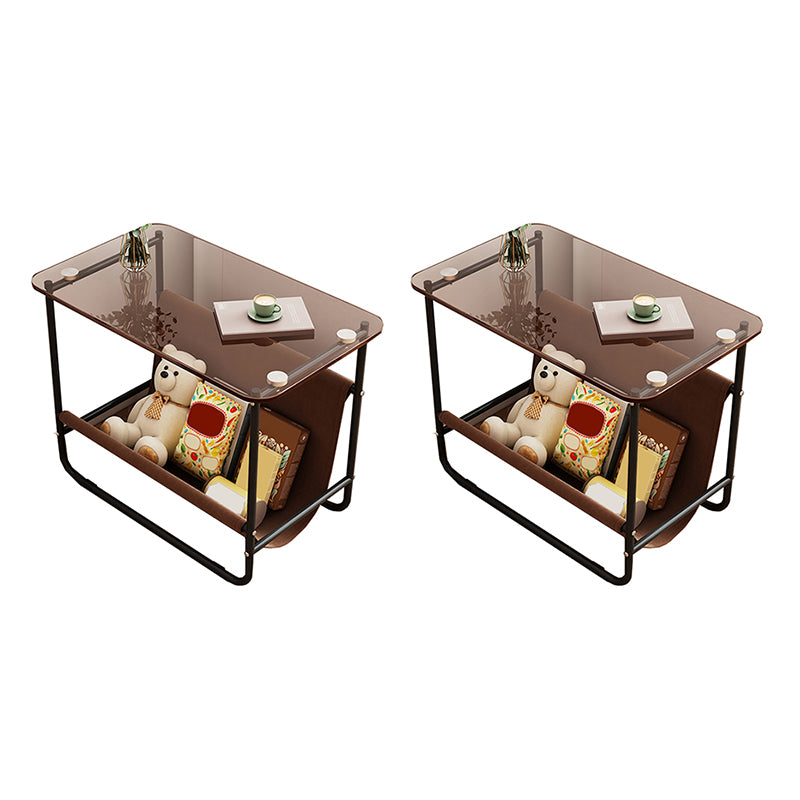 Modernistic Multilayer Tier Corner Table Glass/Marble Side End Table with Storage