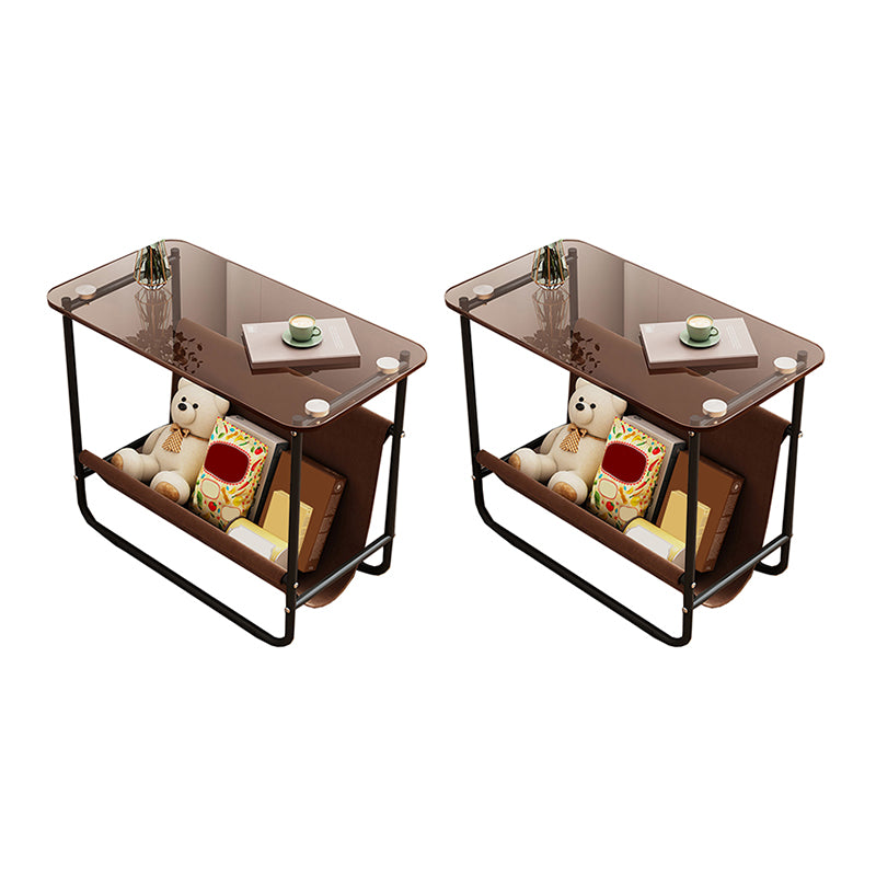 Modernistic Multilayer Tier Corner Table Glass/Marble Side End Table with Storage