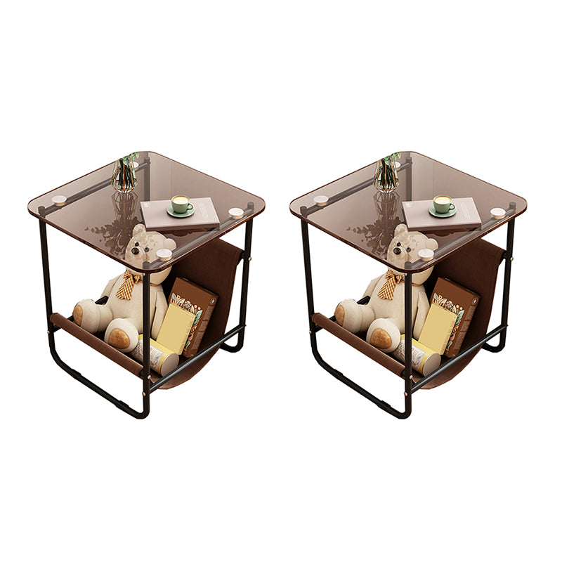 Modernistic Multilayer Tier Corner Table Glass/Marble Side End Table with Storage