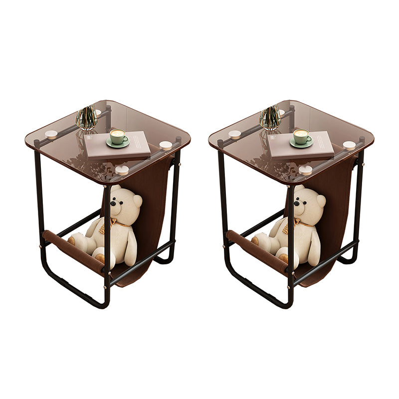 Modernistic Multilayer Tier Corner Table Glass/Marble Side End Table with Storage