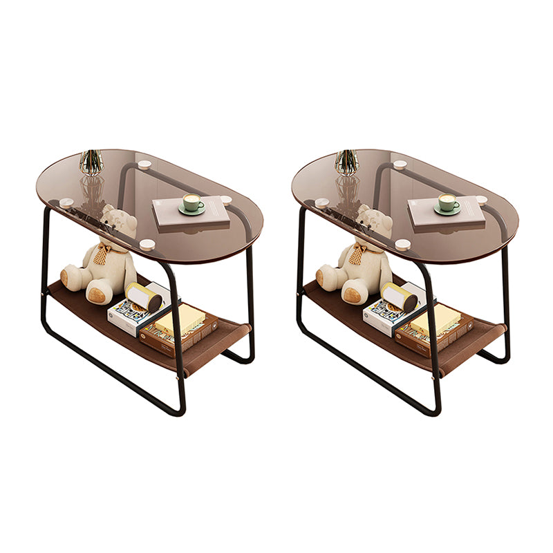 Modernistic Multilayer Tier Corner Table Glass/Marble Side End Table with Storage