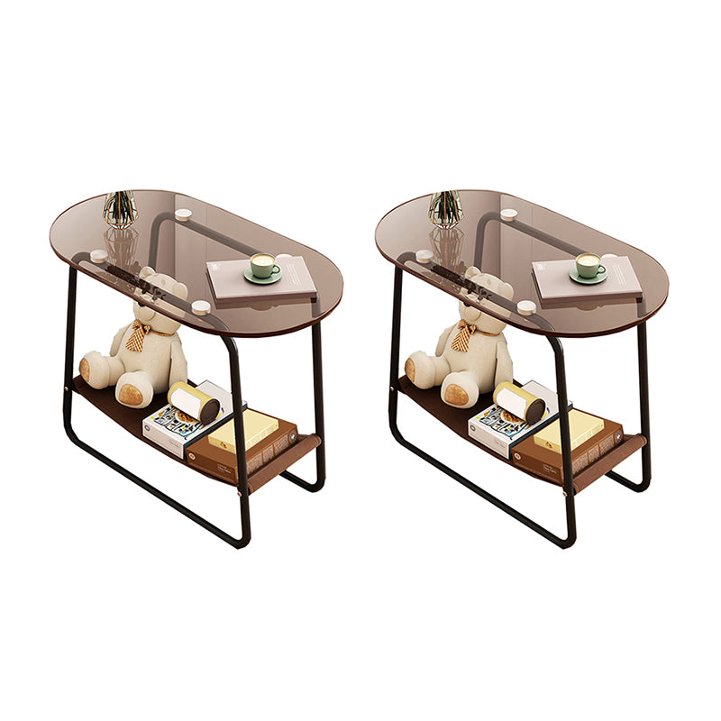 Modernistic Multilayer Tier Corner Table Glass/Marble Side End Table with Storage