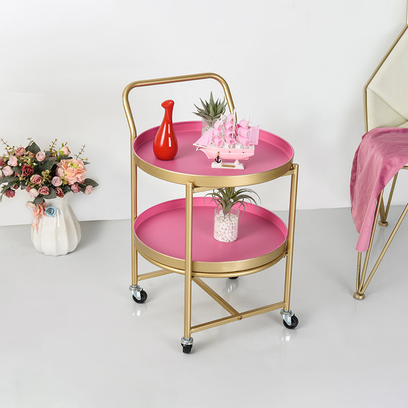 Modernistic Style Accent Side Table Round Metal Living Room Corner Table