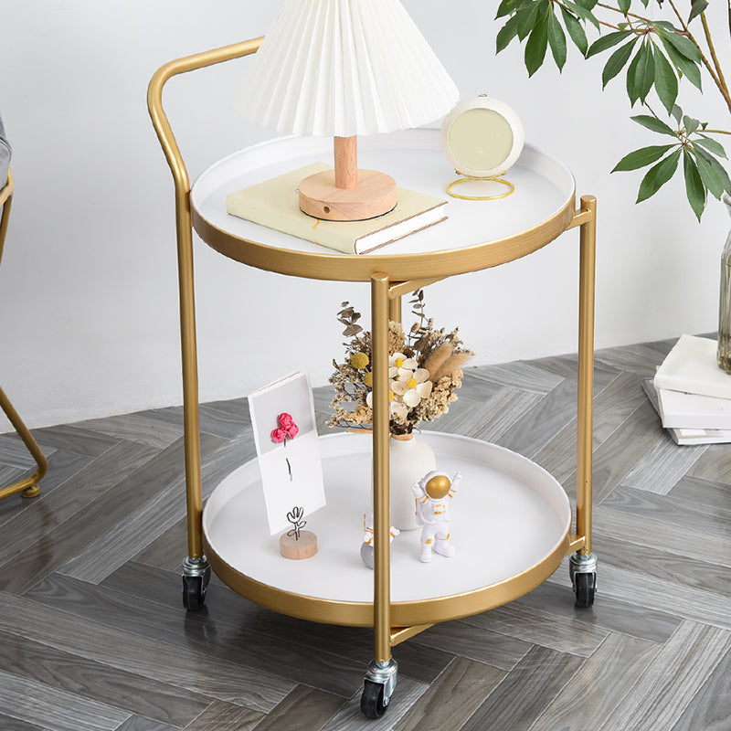 Modernistic Style Accent Side Table Round Metal Living Room Corner Table