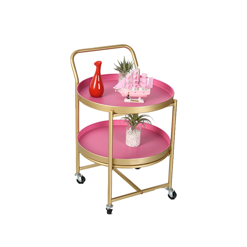 Modernistic Style Accent Side Table Round Metal Living Room Corner Table