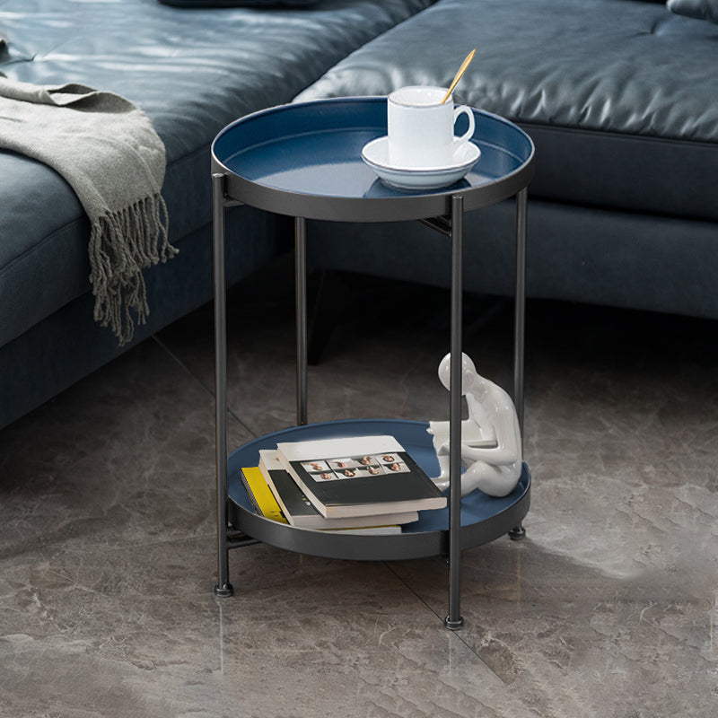 Modernistic Style Accent Side Table Round Metal Living Room Corner Table